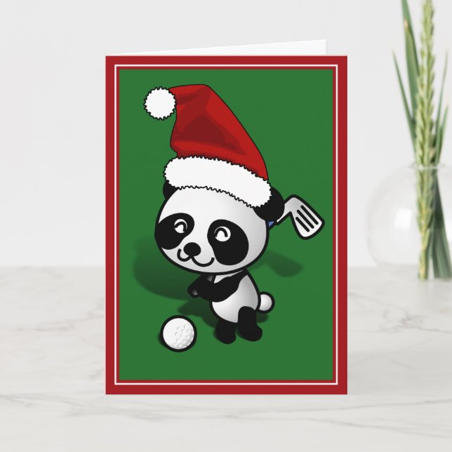 Cartes Pour Fêtes Annuelles Golf de l'ours Panda Christmas (Devant)