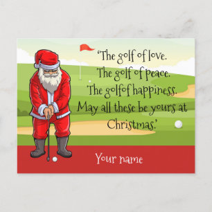 Cartes Pour Fêtes Annuelles Golf de Noël avec bénédiction du Père Noël sur le 