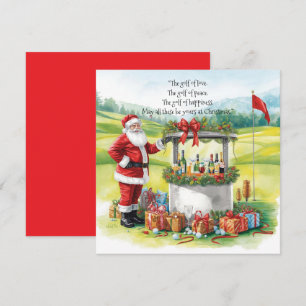 Cartes Pour Fêtes Annuelles Golf de Noël avec la fête du Père Noël sur le cour