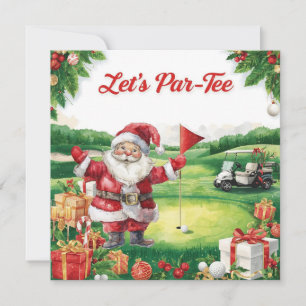 Cartes Pour Fêtes Annuelles Golf de Noël Par-tons avec le Père Noël