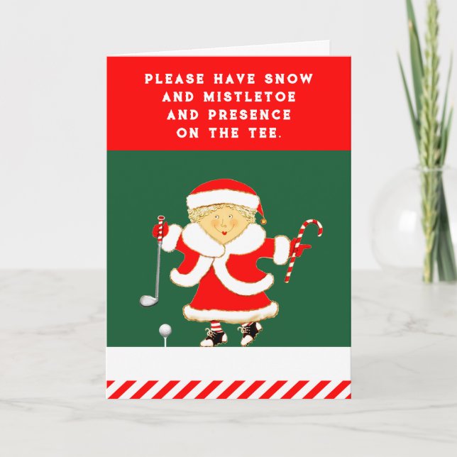 Cartes Pour Fêtes Annuelles Golf de Noël pour dames (Devant)