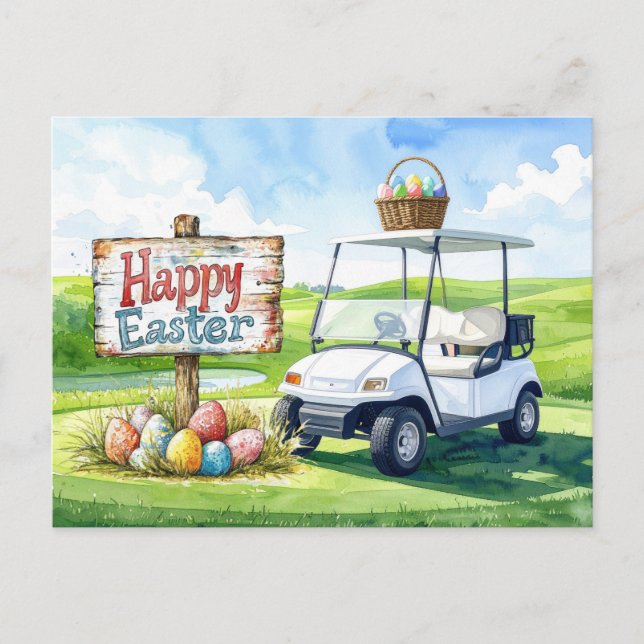 Cartes Pour Fêtes Annuelles Golf Easter Holiday on putting green (Devant)