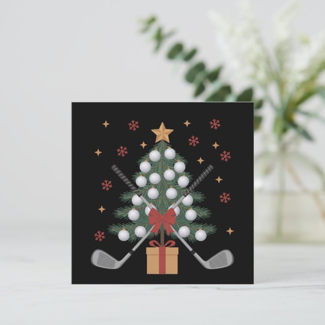 Cartes Pour Fêtes Annuelles Golf Equipment Christmas Tree Christmas Golf (Debout devant)