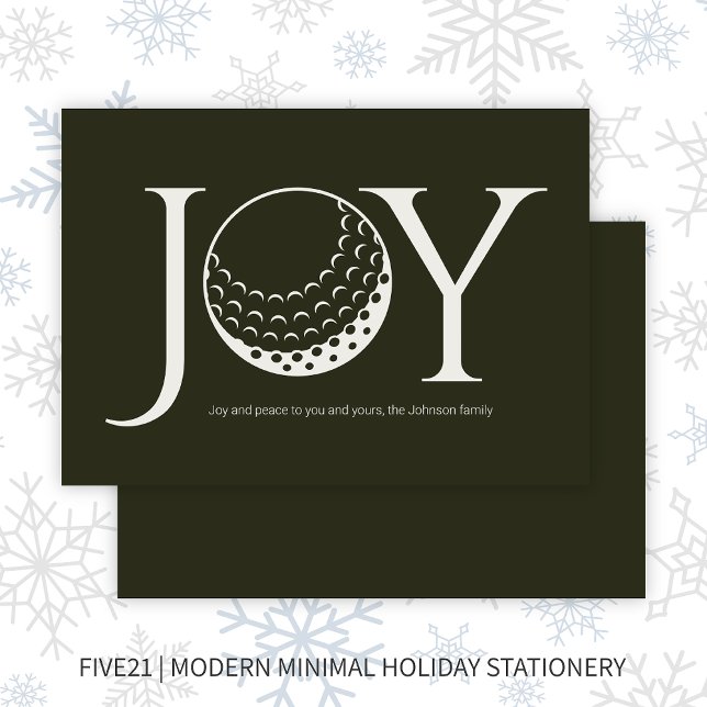 Cartes Pour Fêtes Annuelles Golf Joie & Paix Dark Green Flat Christmas (Créateur téléchargé)