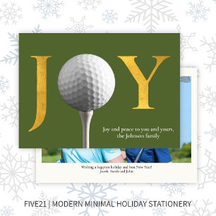 Cartes Pour Fêtes Annuelles Golf Joy & Peace Green Christmas Photo