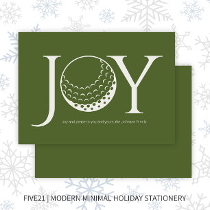 Cartes Pour Fêtes Annuelles Golf Joy & Peace Green Flat Christmas