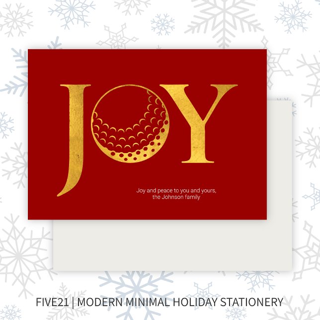 Cartes Pour Fêtes Annuelles Golf Joy & Peace Red Flat Christmas (Créateur téléchargé)
