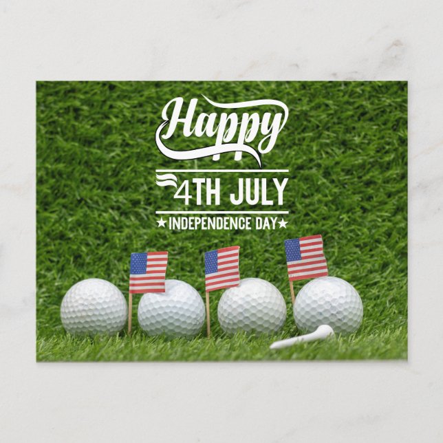 Cartes Pour Fêtes Annuelles Golf Joyeux 4 juillet Fête de l'Indépendance (Devant)