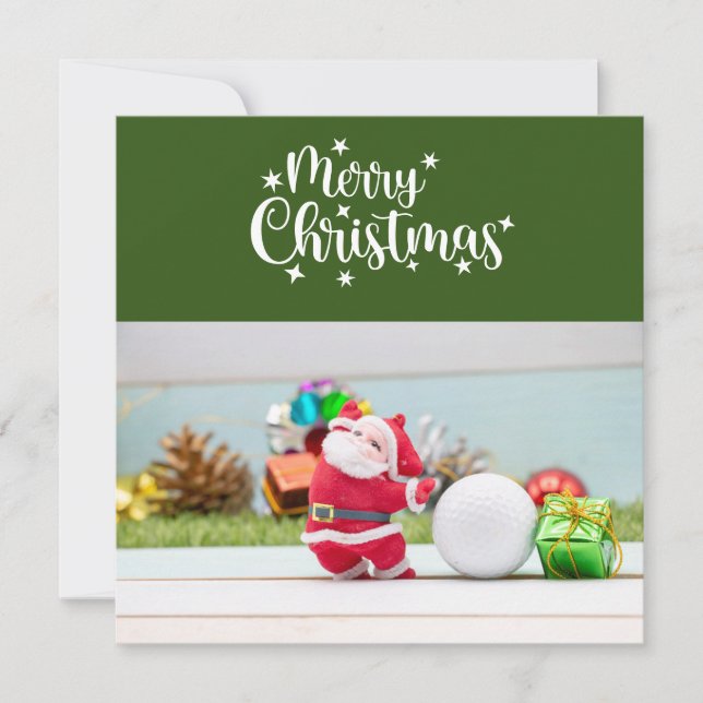 Cartes Pour Fêtes Annuelles Golf Joyeux Noël avec le Père Noël (Devant)