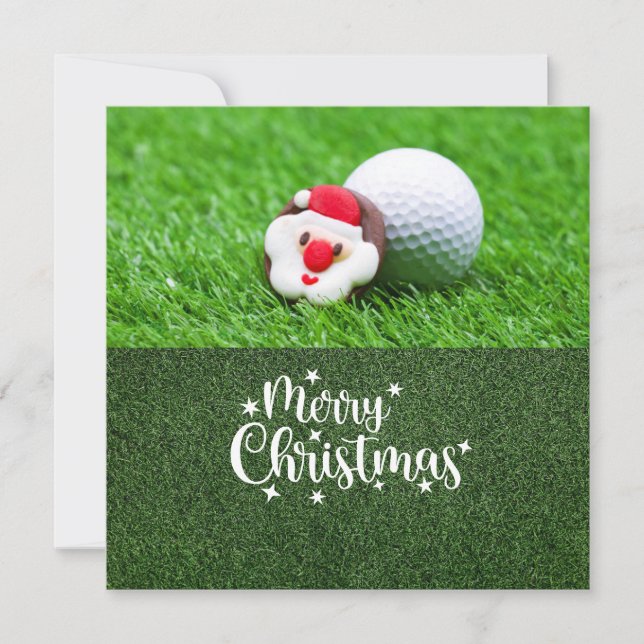 Cartes Pour Fêtes Annuelles Golf Joyeux Noël avec le Père Noël (Devant)