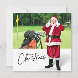 Cartes Pour Fêtes Annuelles Golf Joyeux Noël avec le Père Noël en vert