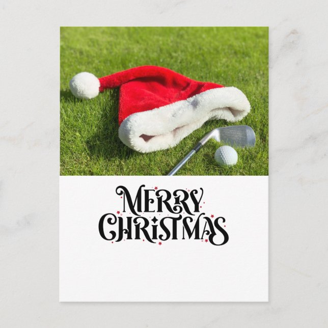Cartes Pour Fêtes Annuelles Golf Joyeux Noël avec Santa Hat en vert (Devant)