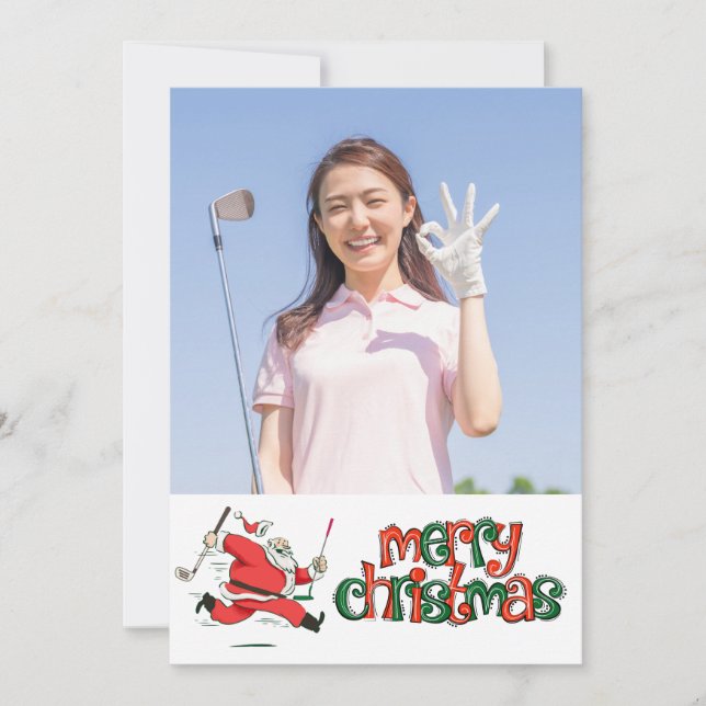 Cartes Pour Fêtes Annuelles Golf Joyeux Noël avec votre propre photo (Devant)