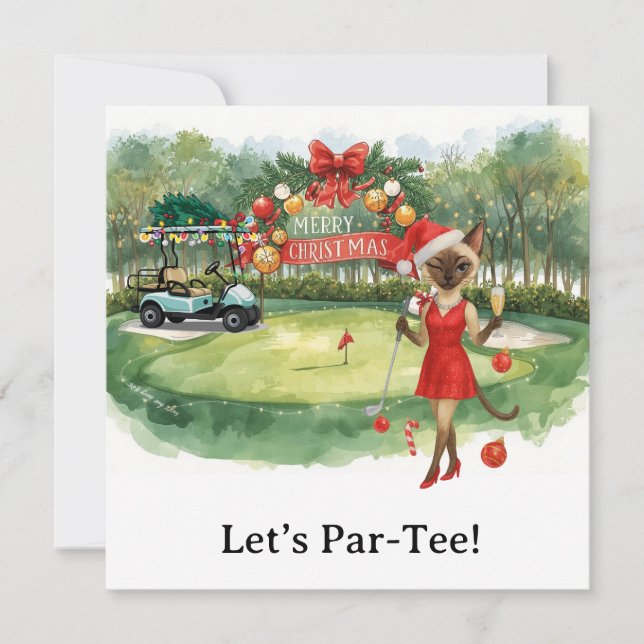 Cartes Pour Fêtes Annuelles Golf Let's Par Tee Noël Party pour Golfer (Devant)