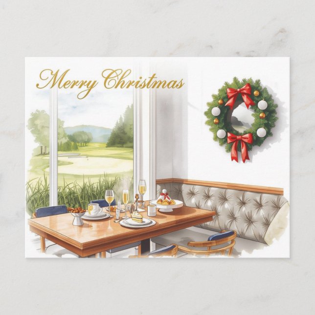 Cartes Pour Fêtes Annuelles Golf Merry Christmas from Golf Course Clubhouse (Devant)