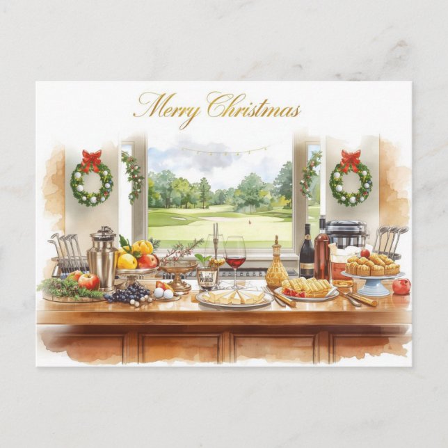 Cartes Pour Fêtes Annuelles Golf Merry Christmas from Golf Course Clubhouse (Devant)