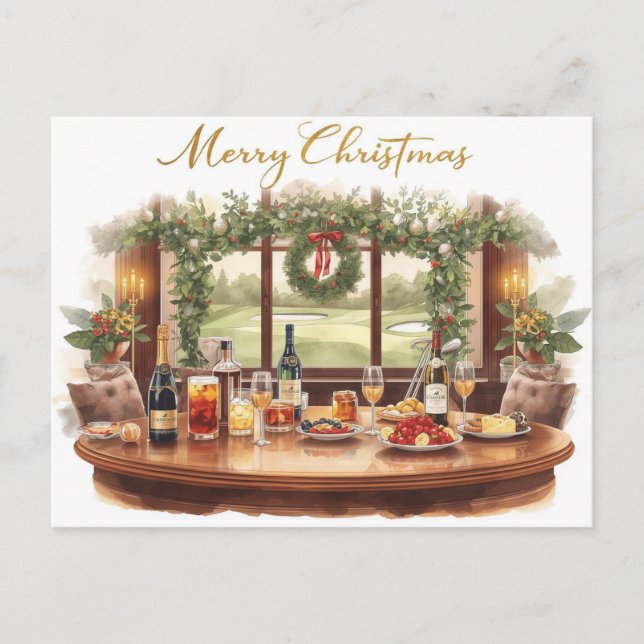 Cartes Pour Fêtes Annuelles Golf Merry Christmas from Golf Course Clubhouse (Devant)