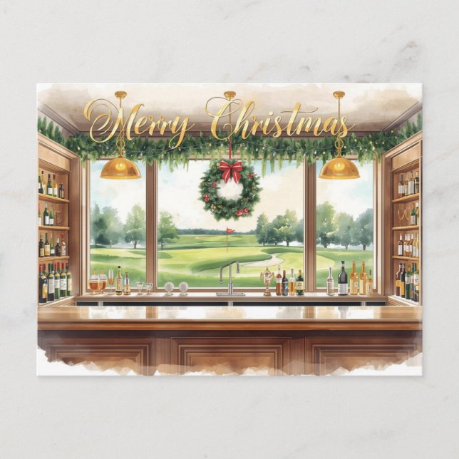 Cartes Pour Fêtes Annuelles Golf Merry Christmas from Golf Course Clubhouse (Devant)