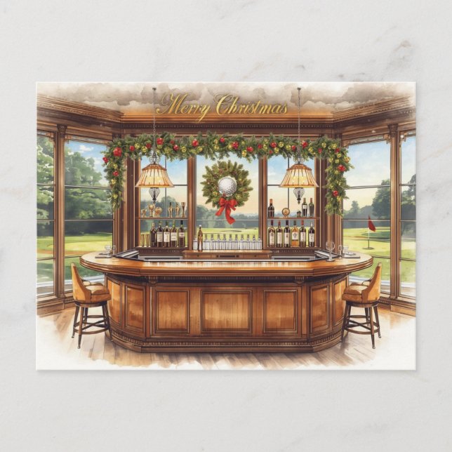 Cartes Pour Fêtes Annuelles Golf Merry Christmas from Golf Course Clubhouse (Devant)