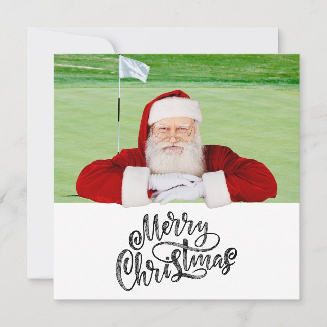 Cartes Pour Fêtes Annuelles Golf Merry Christmas with Santa Claus on Green  (Devant)