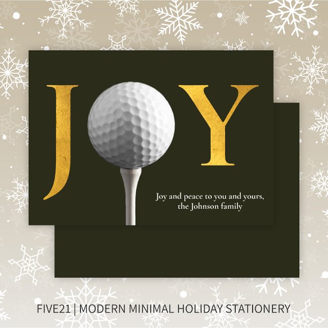 Cartes Pour Fêtes Annuelles Golf moderne Joie & Paix Vert foncé Noël (Créateur téléchargé)