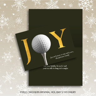 Cartes Pour Fêtes Annuelles Golf moderne Joie & Paix Vert foncé Noël