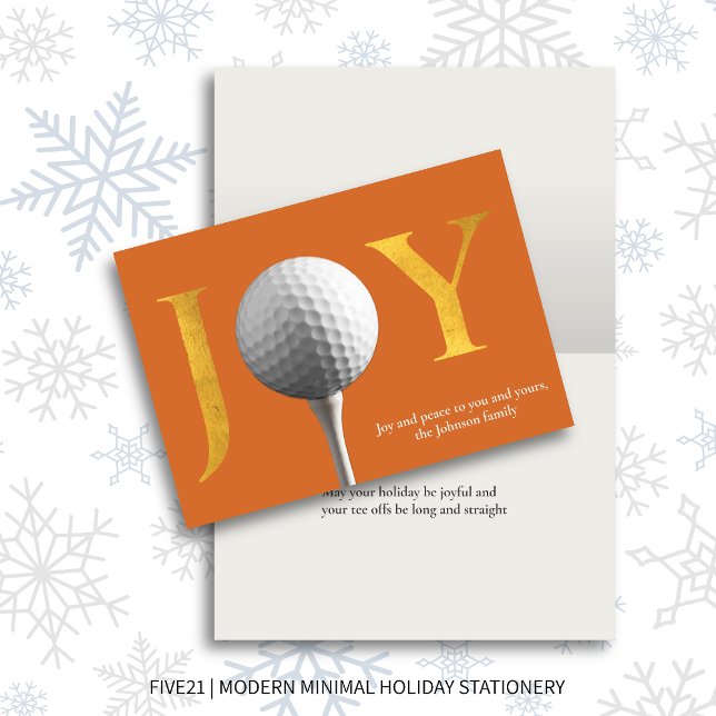 Cartes Pour Fêtes Annuelles Golf moderne Joy & Peace Orange Noël plié (Créateur téléchargé)