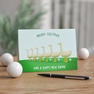 Cartes Pour Fêtes Annuelles Golf Noël 6 oies A Laying Golf Balls Golfmas