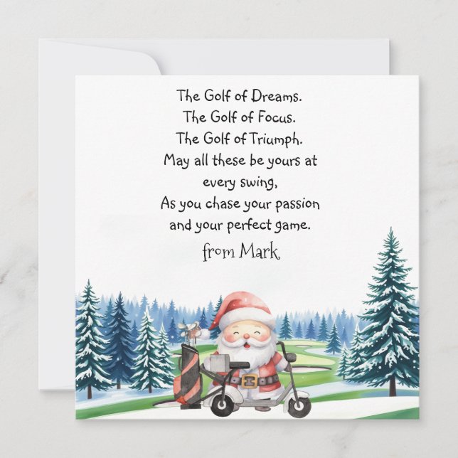 Cartes Pour Fêtes Annuelles Golf Noël avec le Père Noël bénissant les Fêtes (Devant)