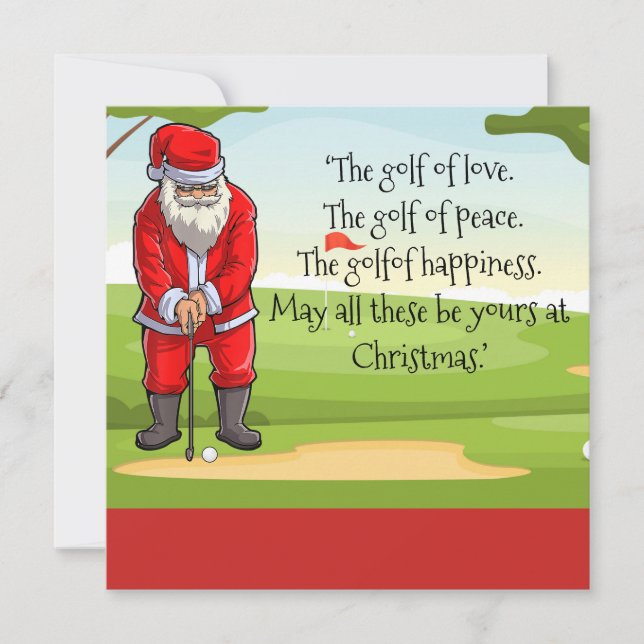 Cartes Pour Fêtes Annuelles Golf Noël avec le Père Noël bénissant sur le parco (Devant)