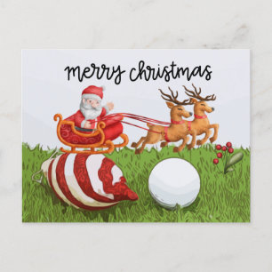 Cartes Pour Fêtes Annuelles Golf  Noël avec le Père Noël pour golfeur 