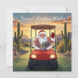 Cartes Pour Fêtes Annuelles Golf Noël de l'État ensoleillé avec le Père Noël