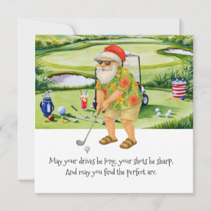 Cartes Pour Fêtes Annuelles Golf Noël en juillet avec le Père Noël si golfant