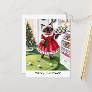 Cartes Pour Fêtes Annuelles Golf Noël thème pour Amoureux des chats Golfer