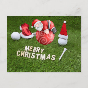 Cartes Pour Fêtes Annuelles Golf Noël Vacances avec balle et Père Noël