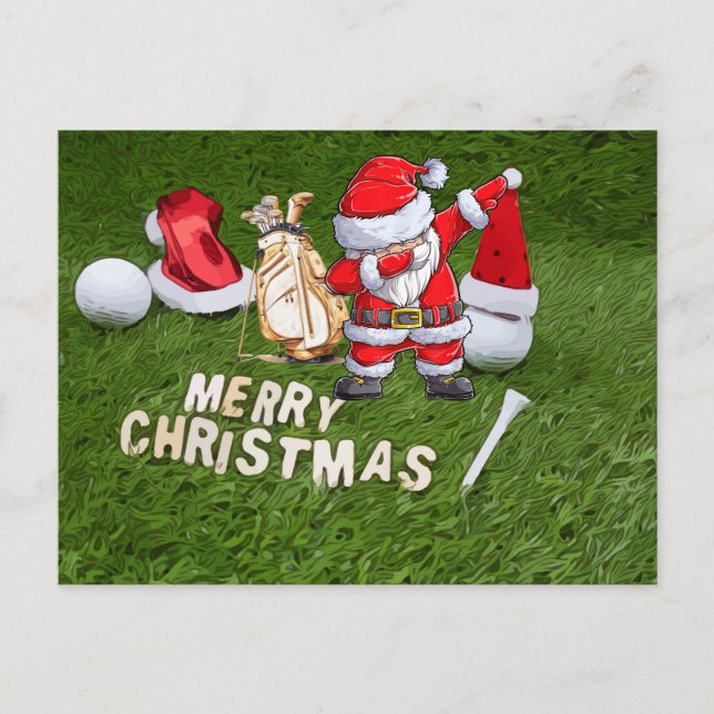 Cartes Pour Fêtes Annuelles Golf Noël Vacances et balle de golf  Père Noël  (Devant)