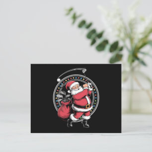 Cartes Pour Fêtes Annuelles Golf Oh Noël Père Noël Vintage Golfer Golfi