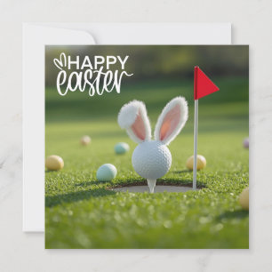 Cartes Pour Fêtes Annuelles Golf Pâques avec lapin à oreilles de balle de golf