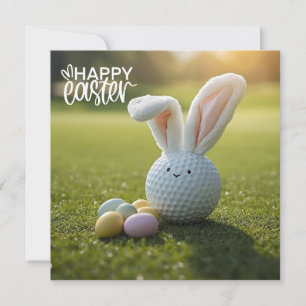 Cartes Pour Fêtes Annuelles Golf Pâques avec lapin à oreilles de balle de golf