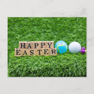 Cartes Pour Fêtes Annuelles Golf Pâques pour Golfer avec balle et tee sur vert