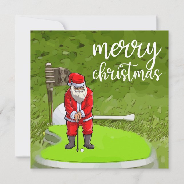 Cartes Pour Fêtes Annuelles Golf Père Noël avec sapin de Noël cadeau pour Golf (Devant)