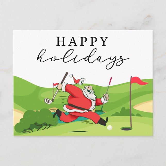 Cartes Pour Fêtes Annuelles Golf Père Noël golfeur joyeuses Fêtes  Fête de Noë (Devant)