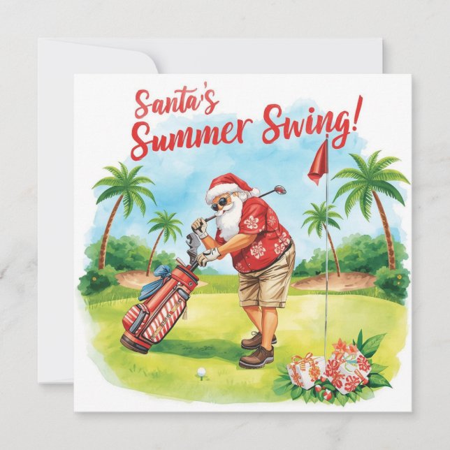 Cartes Pour Fêtes Annuelles Golf Père Noël Noël (Devant)
