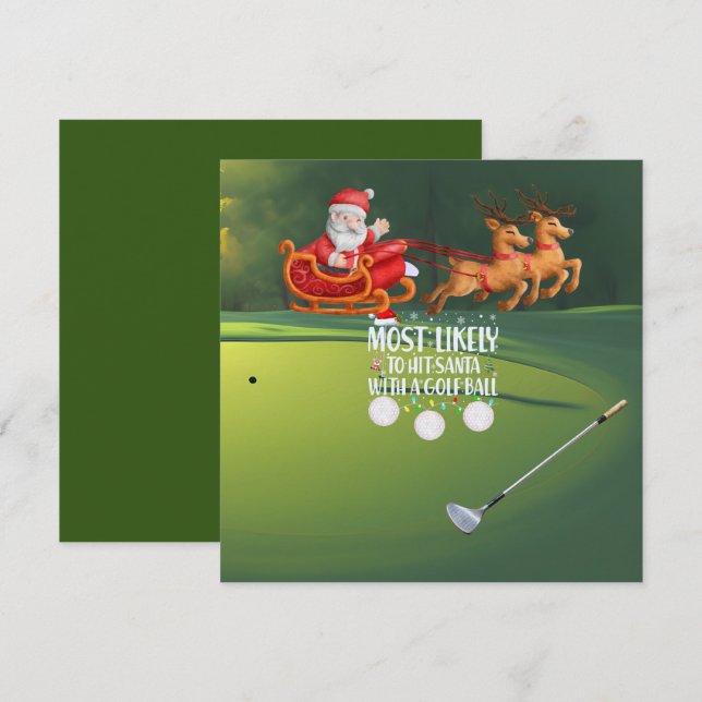 Cartes Pour Fêtes Annuelles Golf Plus susceptible de frapper le Père Noël avec (Devant / Derrière)
