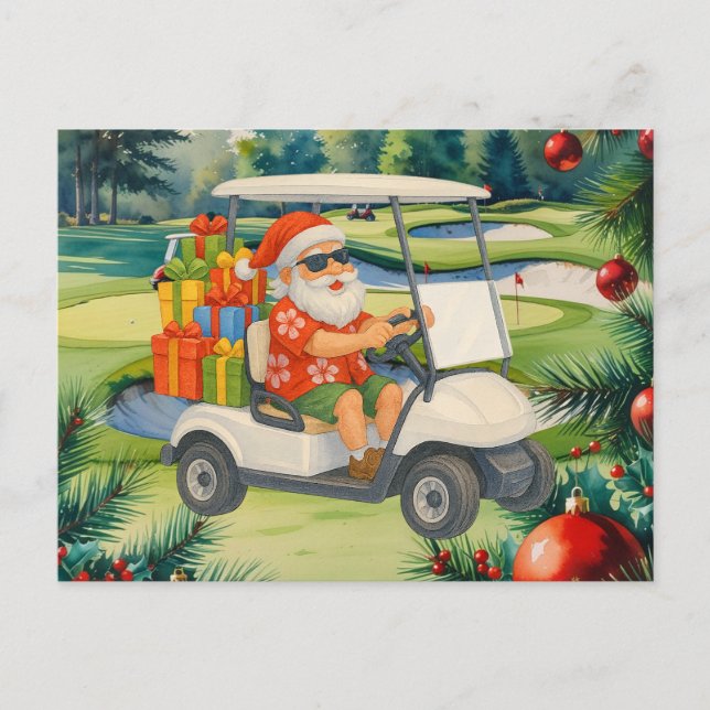Cartes Pour Fêtes Annuelles Golf Santa Claus est golfeur Noël en Juillet (Devant)