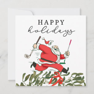 Cartes Pour Fêtes Annuelles Golf Santa Claus golfer happy Holidays