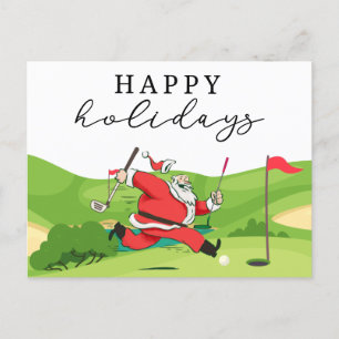 Cartes Pour Fêtes Annuelles Golf Santa Claus golfer happy Holidays Holiday Ca