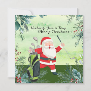 Cartes Pour Fêtes Annuelles Golf Santa Claus Golfer Noël Golf