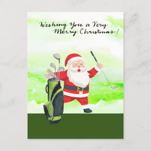 Cartes Pour Fêtes Annuelles Golf Santa Claus Golfer Noël Golf