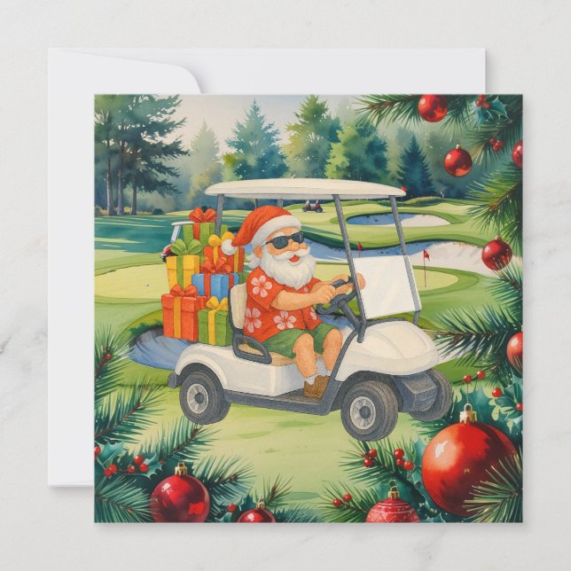 Cartes Pour Fêtes Annuelles Golf Santa Claus is golfing Christmas in July  (Devant)